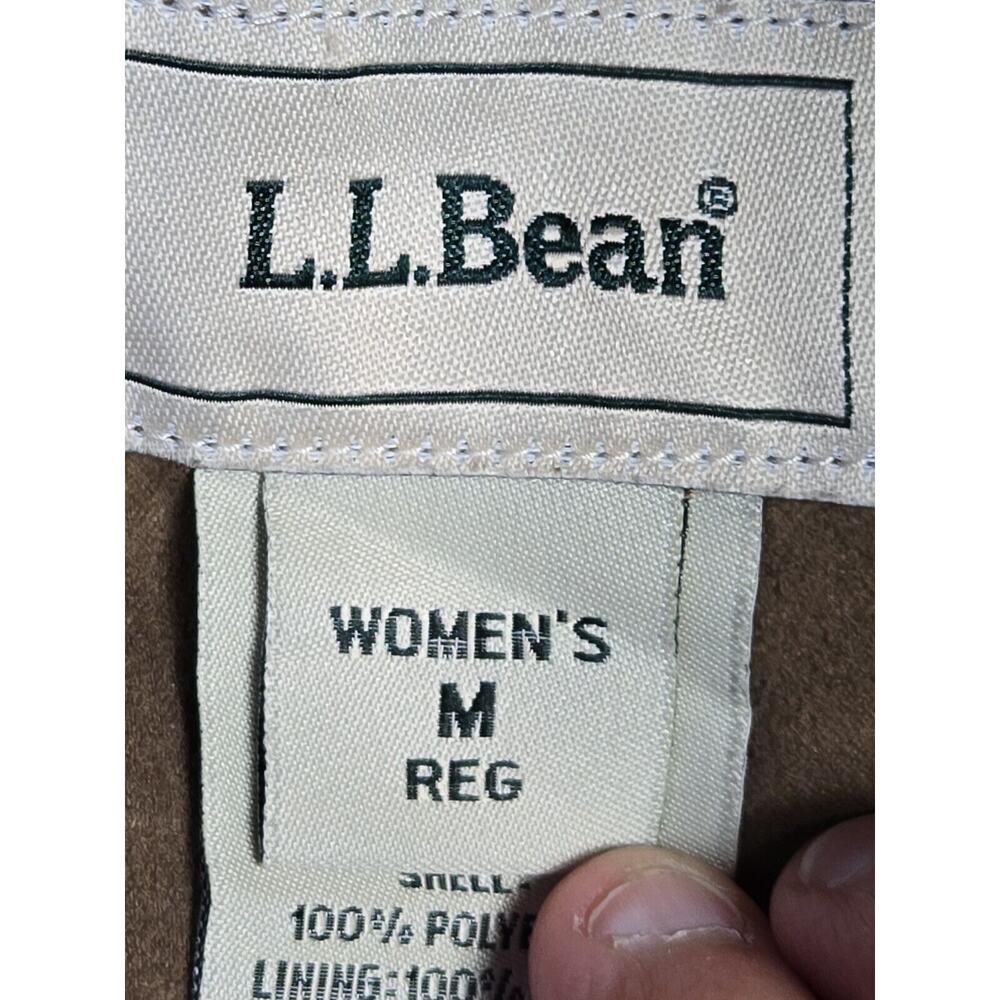 LL Bean Coat Womens Medium Khaki Jacket Goose Down Full Zip Quilted - Picture 3 of 9